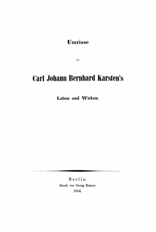 صورة الغلاف: Umrisse zu Carl Johann Bernhard Karsten 1st edition 9783112631072
