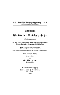 Imagen de portada: Sammlung kleinerer Reichsgesetze 4th edition 9783112631997