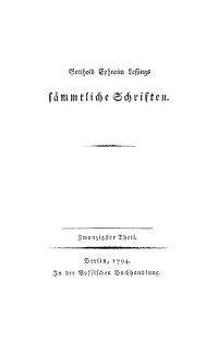 Imagen de portada: Gotthold Ephraim Lessing: Gotthold Ephraim Lessings Sämmtliche Schriften. Teil 20 1st edition 9783112632055