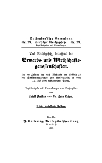 Cover image: Das Reichsgesetz, betreffend die Erwerbs und Wirthschaftsgenossenschaften 1st edition 9783112634431