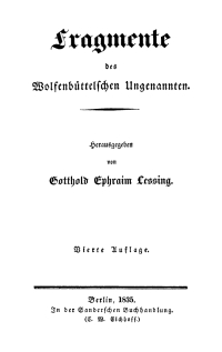 Cover image: Fragmente des Wolfenbüttelschen Ungennanten 4th edition 9783112637098