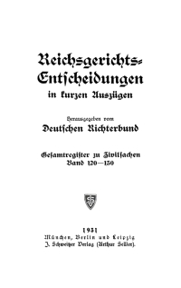 Cover image: Gesamtregister zu Zivilsachen, Band 120–150 1st edition 9783112637777