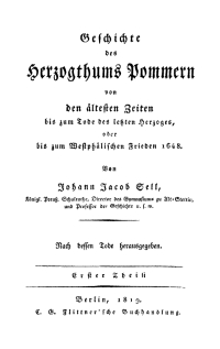 Imagen de portada: Johan Jacob Sell: Geschichte des Herzogthums Pommern. Teil 1 1st edition 9783112637890