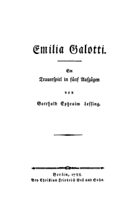 صورة الغلاف: Emilia Galotti 1st edition 9783112638897