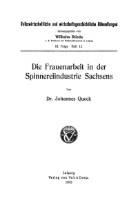 Cover image: Die Frauenarbeit in der Spinnereiindustrie Sachsens 1st edition 9783112639535