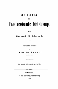 Cover image: Anleitung zur Tracheotomie bei Croup 1st edition 9783112639597