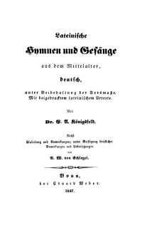 Immagine di copertina: Lateinische Hymnen und Gesänge aus dem Mittelalter, deutsch, unter Beibehandlung der Versmaße 1st edition 9783112639870