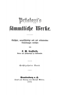 Cover image: Pestalozzi’s Sämmtliche Werke. Band 16 1st edition 9783112640012