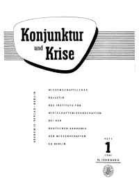 Titelbild: Konjunktur und Krise. Jahrgang 10, Heft 1 1st edition 9783112645659