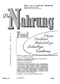 Imagen de portada: Die Nahrung. Jahrgang 21, Heft 9 1st edition 9783112646137