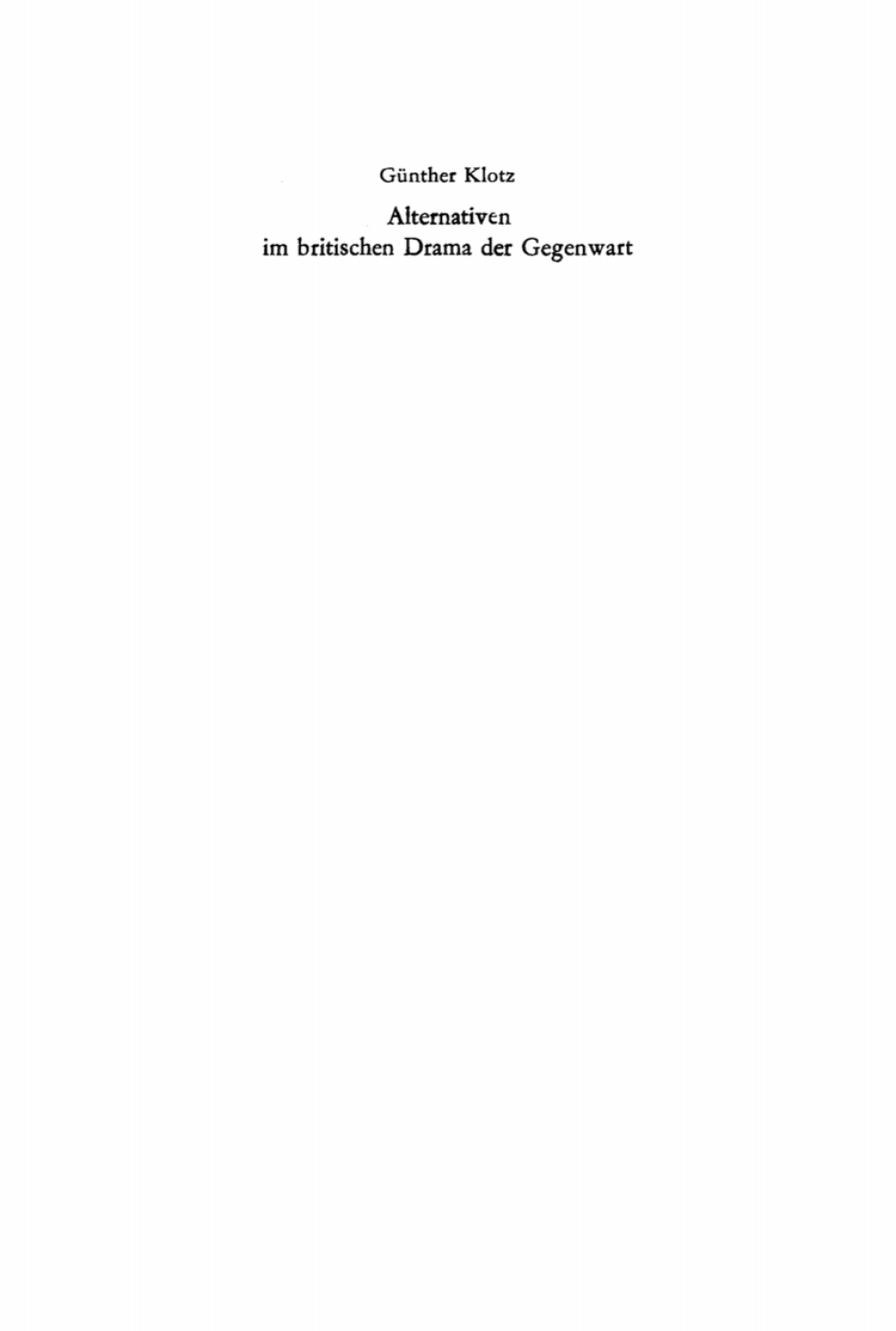 Alternativen im britischen Drama der Gegenwart 1st Edition