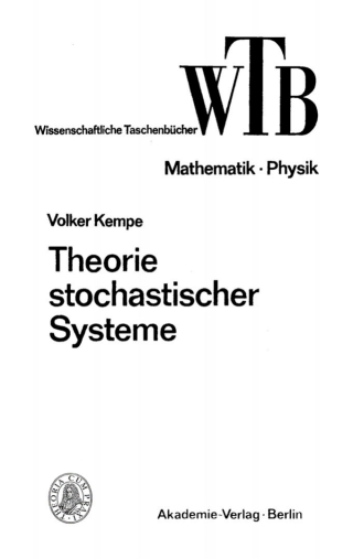 Imagen de portada: Theorie stochastischer Systeme 1st edition 9783112648414
