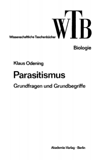 Cover image: Parasitismus 1st edition 9783112648476