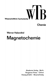 Cover image: Magnetochemie 1st edition 9783112648490