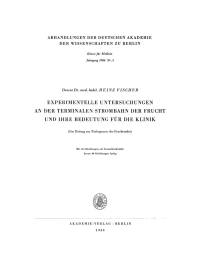 Cover image: Experimentelle Untersuchungen an der Terminalen Strombahn der Frucht und ihre Bedeutung für die Klinik 1st edition 9783112648711