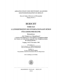 Cover image: Bericht über das 5. Ländertreffen des Internationalen Büros für Gebirgsmechanik 1st edition 9783112648735