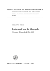 Cover image: Ludendorff und die Monopole 1st edition 9783112649176