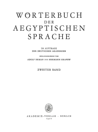 Imagen de portada: Wörterbuch der aegyptischen Sprache. Band 2 1st edition 9783112649619