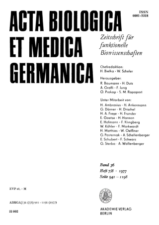 Cover image: Acta Biologica et Medica Germanica. Band 36, Heft 7/8 1st edition 9783112650134