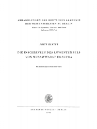 Cover image: Die Inschriften des Löwentempels von Musawwarat es Sufra 1st edition 9783112650257