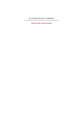 Cover image: Physik der Kunststoffe 1st edition 9783112650776