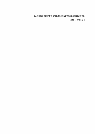 Imagen de portada: Jahrbuch für Wirtschaftsgeschichte / Economic History Yearbook. 1973, Teil 1 1st edition 9783112650851