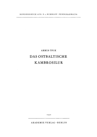 Cover image: Das ostbaltische Kambrosilur 1st edition 9783112651155