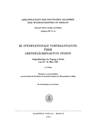 Cover image: III. Internationale Vortragstagung über Grenzflächenaktive Stoffe 1st edition 9783112652596