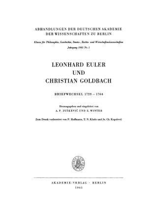 表紙画像: Leonhard Euler und Christian Goldbach 1st edition 9783112652879