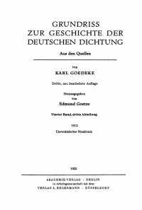 Cover image: Karl Goedeke: Grundriss zur Geschichte der deutschen Dichtung. Band 4, Abteilung 3 3rd edition 9783112653159