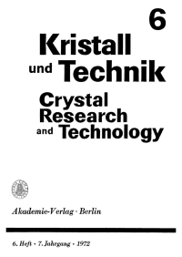 Imagen de portada: Kristall und Technik. Band 7, Heft 6 1st edition 9783112653357