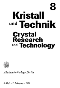 Imagen de portada: Kristall und Technik. Band 7, Heft 8 1st edition 9783112653753