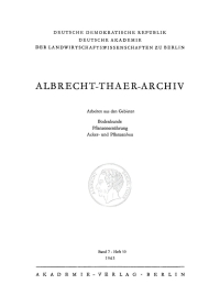 Cover image: Albrecht-Thaer-Archiv. Band 7, Heft 10 1st edition 9783112654118