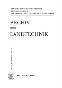 صورة الغلاف: Archiv für Landtechnik. Band 5, Heft 2 1st edition 9783112654255