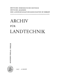 Cover image: Archiv für Landtechnik. Band 6, Heft 1 1st edition 9783112654293