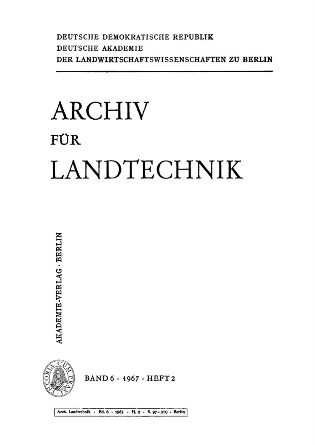 Archiv für Landtechnik. Band 6, Heft 2 1st Edition