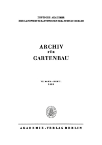 صورة الغلاف: Archiv für Gartenbau. Band 7, Heft 1 1st edition 9783112654453