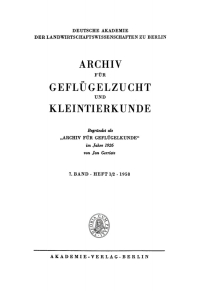 Titelbild: Archiv für Geflügelzucht und Kleintierkunde. Band 7, Heft 1/2 1st edition 9783112654798