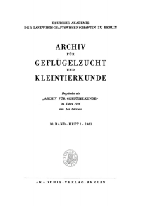 Cover image: Archiv für Geflügelzucht und Kleintierkunde. Band 10, Heft 1 1st edition 9783112654934