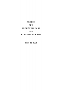 Cover image: Archiv für Geflügelzucht und Kleintierkunde. Band 12, Heft 1 1st edition 9783112655719