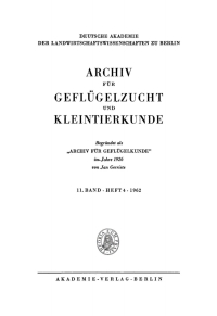 Imagen de portada: Archiv für Geflügelzucht und Kleintierkunde. Band 11, Heft 4 1st edition 9783112655795