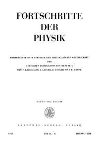 Titelbild: Fortschritte der Physik / Progress of Physics. Band 29, Heft 4 1st edition 9783112655894