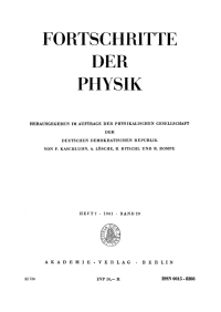 Omslagafbeelding: Fortschritte der Physik / Progress of Physics. Band 29, Heft 7 1st edition 9783112655955