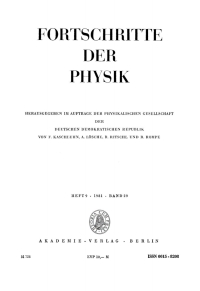 Cover image: Fortschritte der Physik / Progress of Physics. Band 29, Heft 9 1st edition 9783112655993