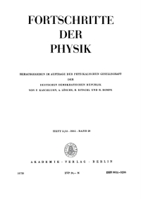 Cover image: Fortschritte der Physik / Progress of Physics. Band 29, Heft 11/12 1st edition 9783112656037