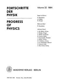 Imagen de portada: Fortschritte der Physik / Progress of Physics. Volume 32, Number 1 1st edition 9783112656051