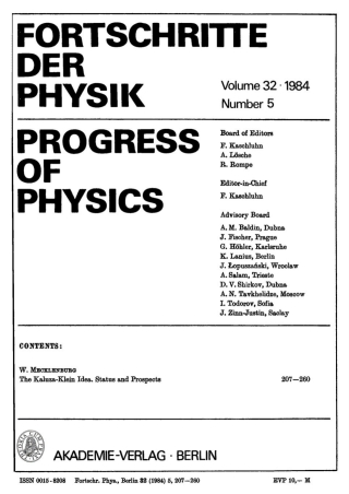 Cover image: Fortschritte der Physik / Progress of Physics. Volume 32, Number 5 1st edition 9783112656136