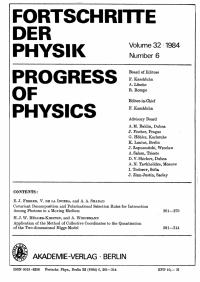 Cover image: Fortschritte der Physik / Progress of Physics. Volume 32, Number 6 1st edition 9783112656150