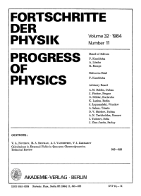 Cover image: Fortschritte der Physik / Progress of Physics. Volume 32, Number 11 1st edition 9783112656259