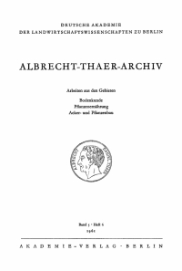 Cover image: Albrecht-Thaer-Archiv. Band 5, Heft 6 1st edition 9783112656631